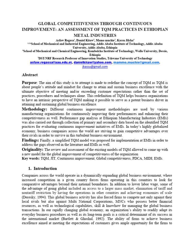 Global Competitiveness Through Continuous Improvement | PDF | Lean ...