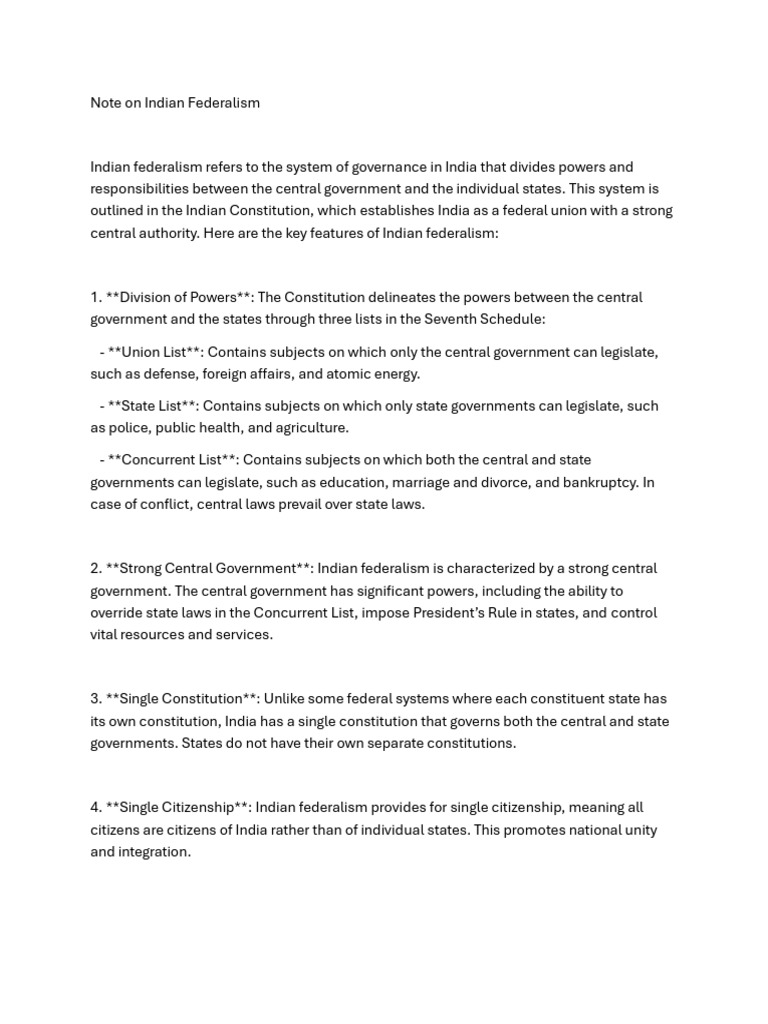 Understanding Indian Federalism Basics | PDF | Federalism | Citizenship
