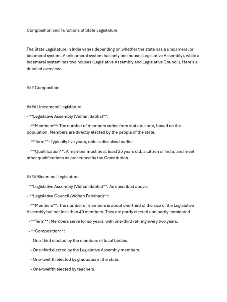 Write Any Three Financial Functions Of State Legislature