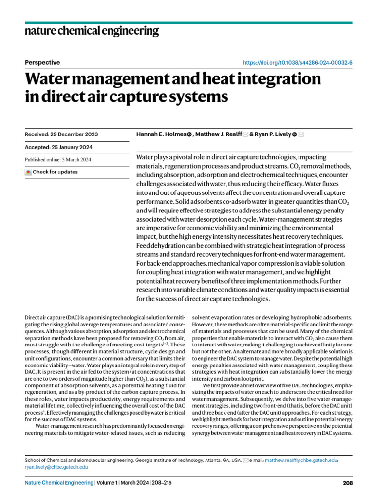 Water Management in DAC Systems | PDF | Adsorption | Solubility