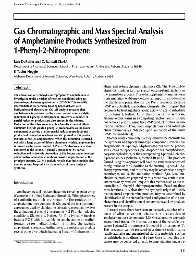 GC-MS Analysis of Amphetamine Synthesis | PDF | Gas Chromatography–Mass ...
