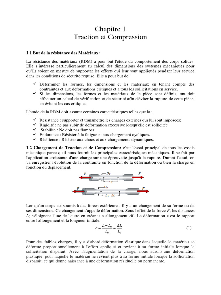 Traction et Compression des Matériaux | PDF | Résistance des matériaux ...