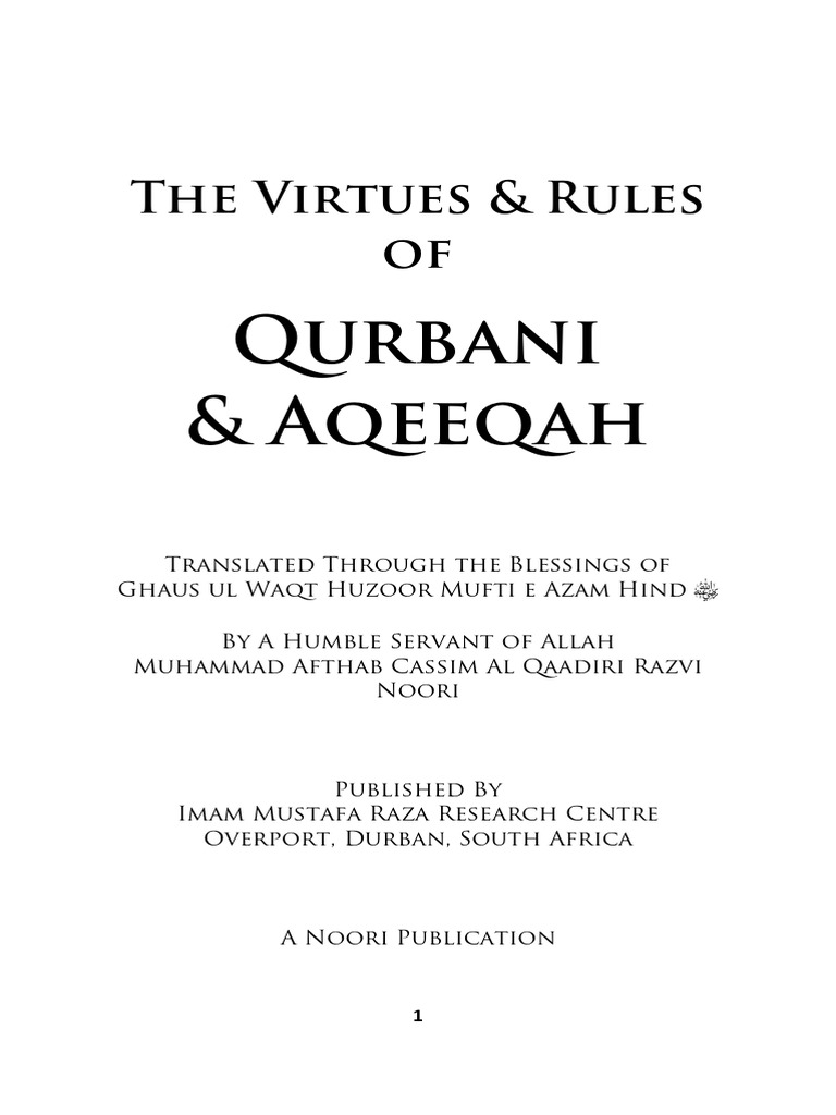 The Virtues & Rules of Qurbani | PDF | Hadith | Abrahamic Religions