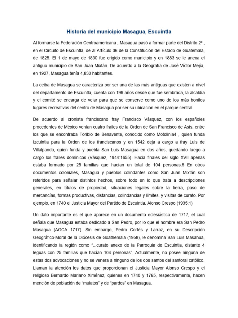 Historia Del Municipio Masagua Corta PDF