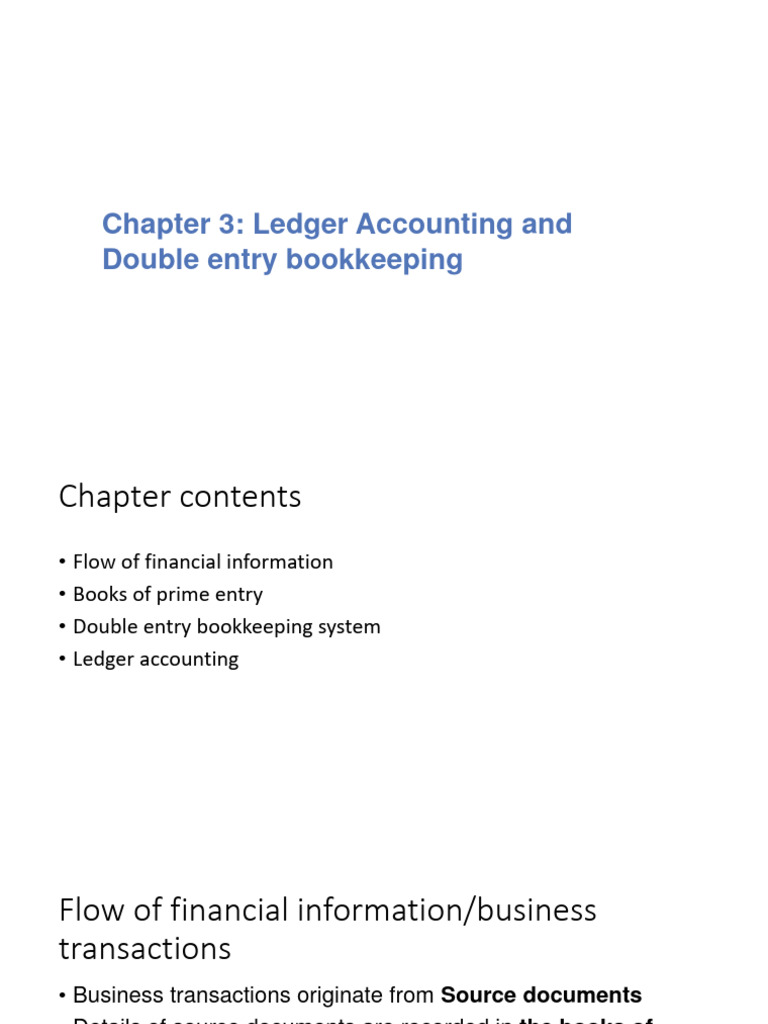 Chapter 3 Ledger Accounting And Double Entry Pdf Debits And Credits