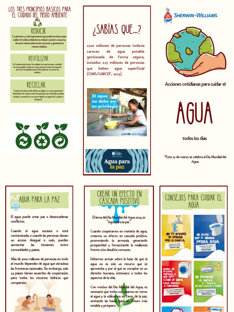 Folleto Tríptico Cuidado Del Medio Ambiente Ilustrado Verde | PDF ...