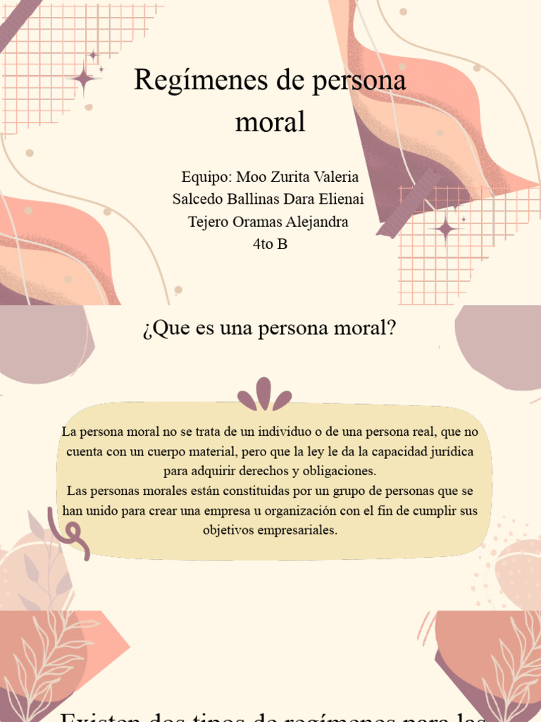 Regímenes Fiscales de Personas Morales | PDF | Impuesto sobre la renta ...