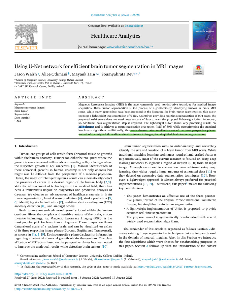 U-Net for Brain Tumor MRI Segmentation | PDF | Image Segmentation ...