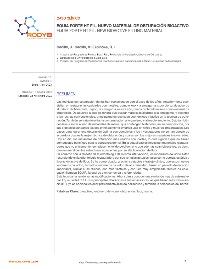 Equia Forte HT Fil: Material Bioactivo Dental | PDF | Odontología ...