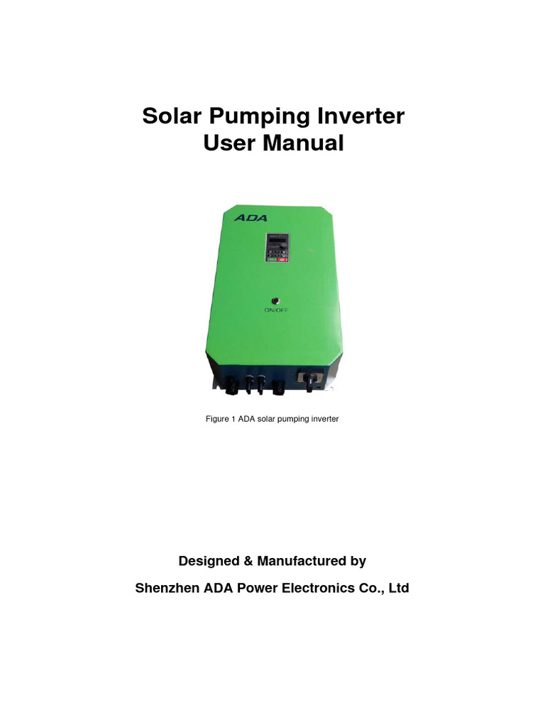 Solar Pumping Inverter User Manual | PDF | Power Inverter ...