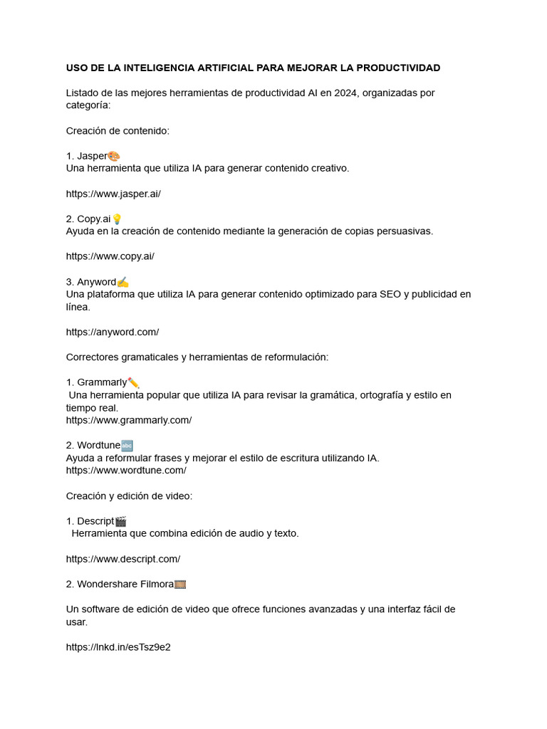 Uso de Inteligencia Artificial para La Productividad | PDF ...