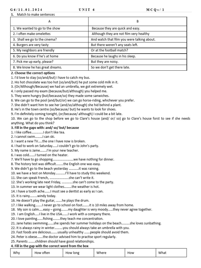 g6 Unit 6 MCQ 11.01.2024 | PDF