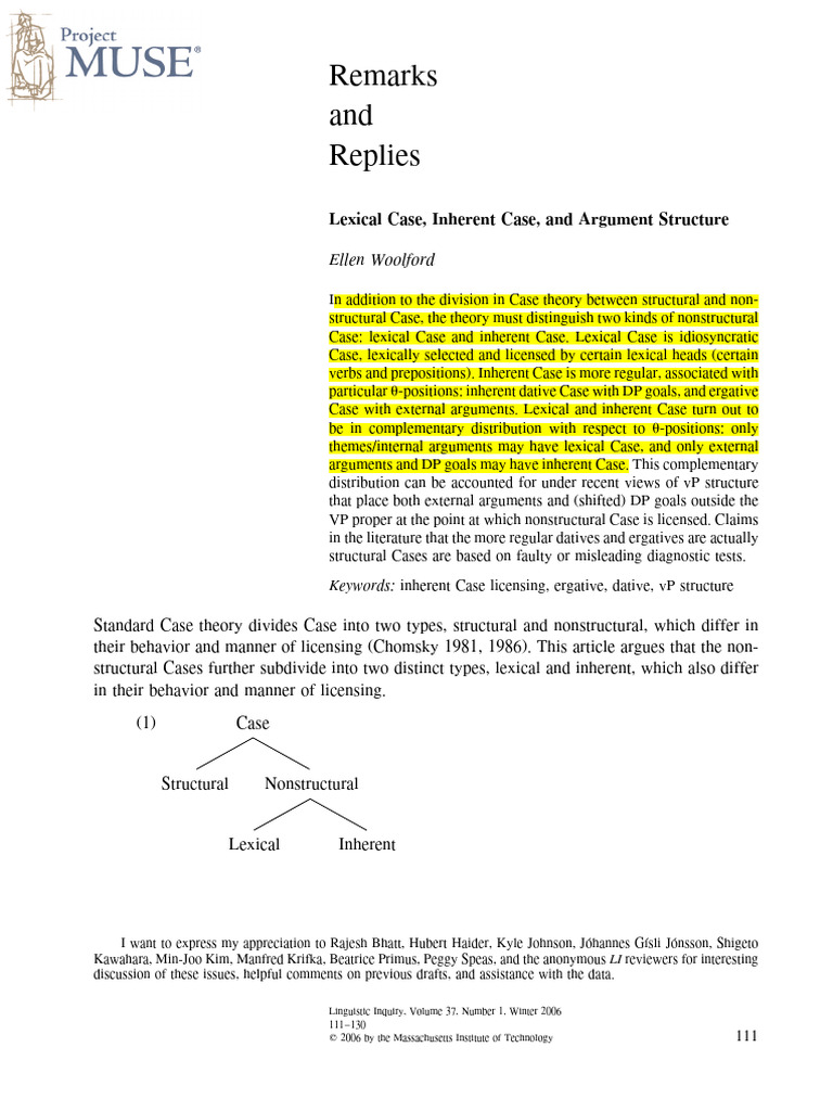 Linguistic Case Theory Explained | PDF | Subject (Grammar) | Lexical ...