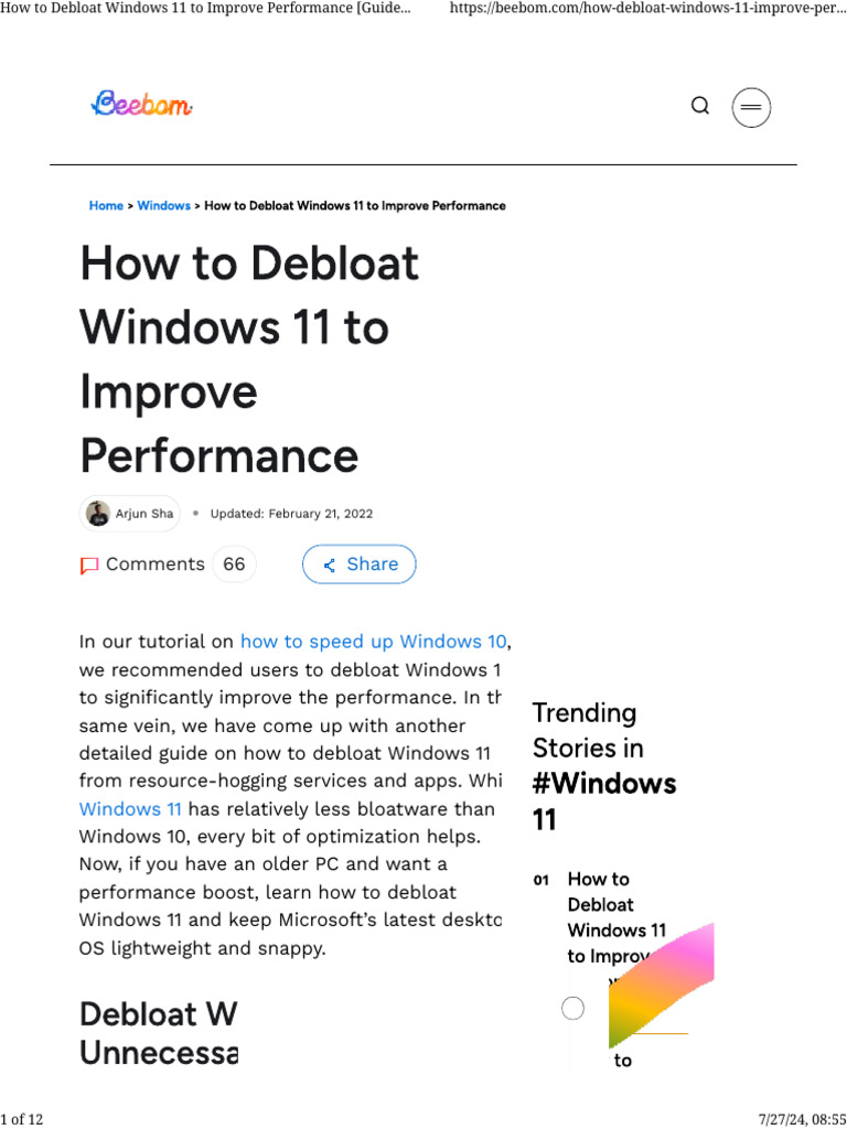Debloat Windows 11 For Better Performance PDF Microsoft Windows 1