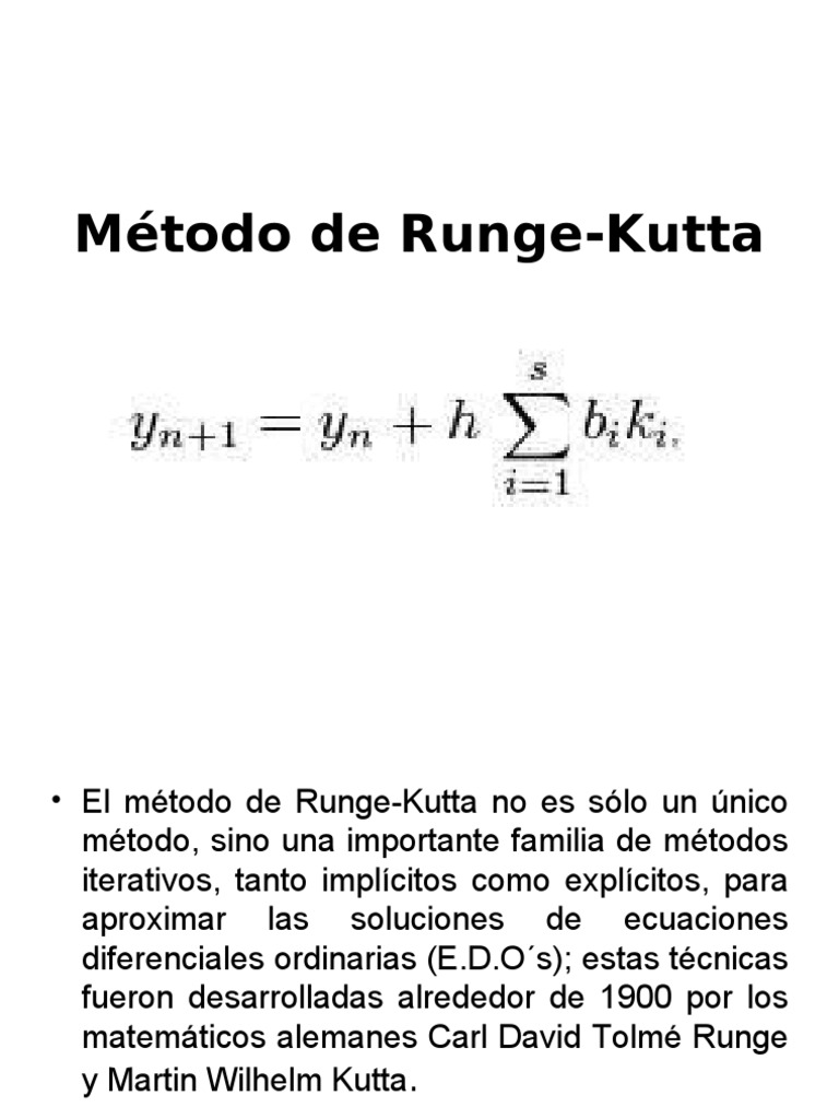 Método de RungeKutta Ecuaciones Análisis numérico