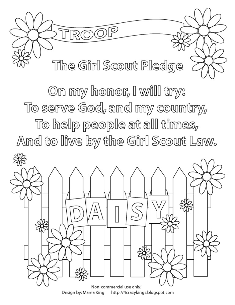 Girl Scout Pledge Coloring Page | PDF