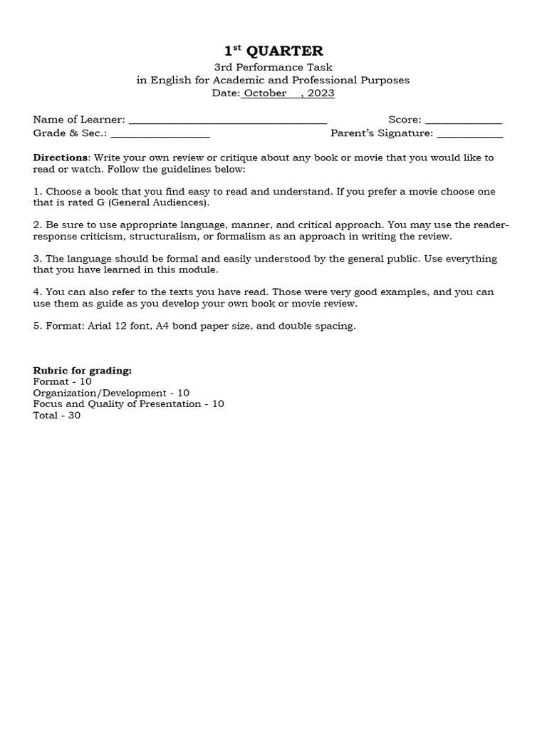 PT Q1 3rd EAPP | PDF | Career & Growth