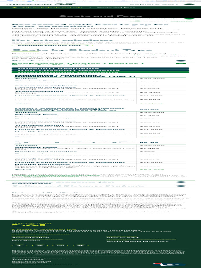 Missouri S&T Tuition Breakdown 2023-2024 | PDF | Student Financial Aid ...