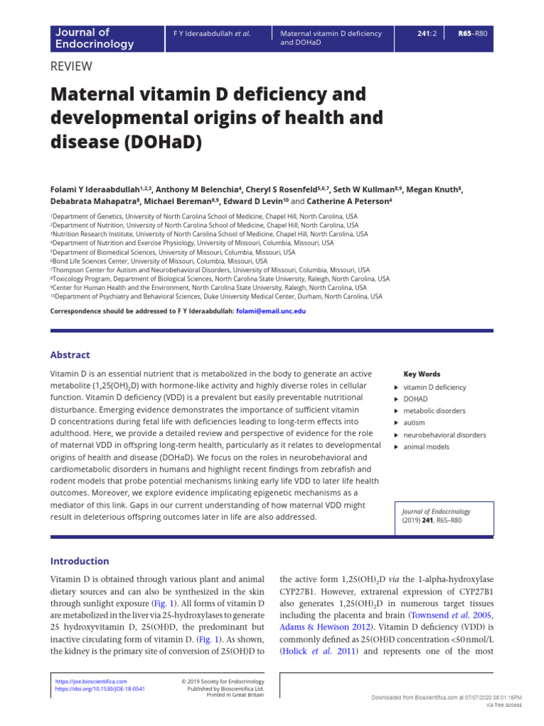 (14796805 - Journal of Endocrinology) Maternal Vitamin D Deficiency and ...