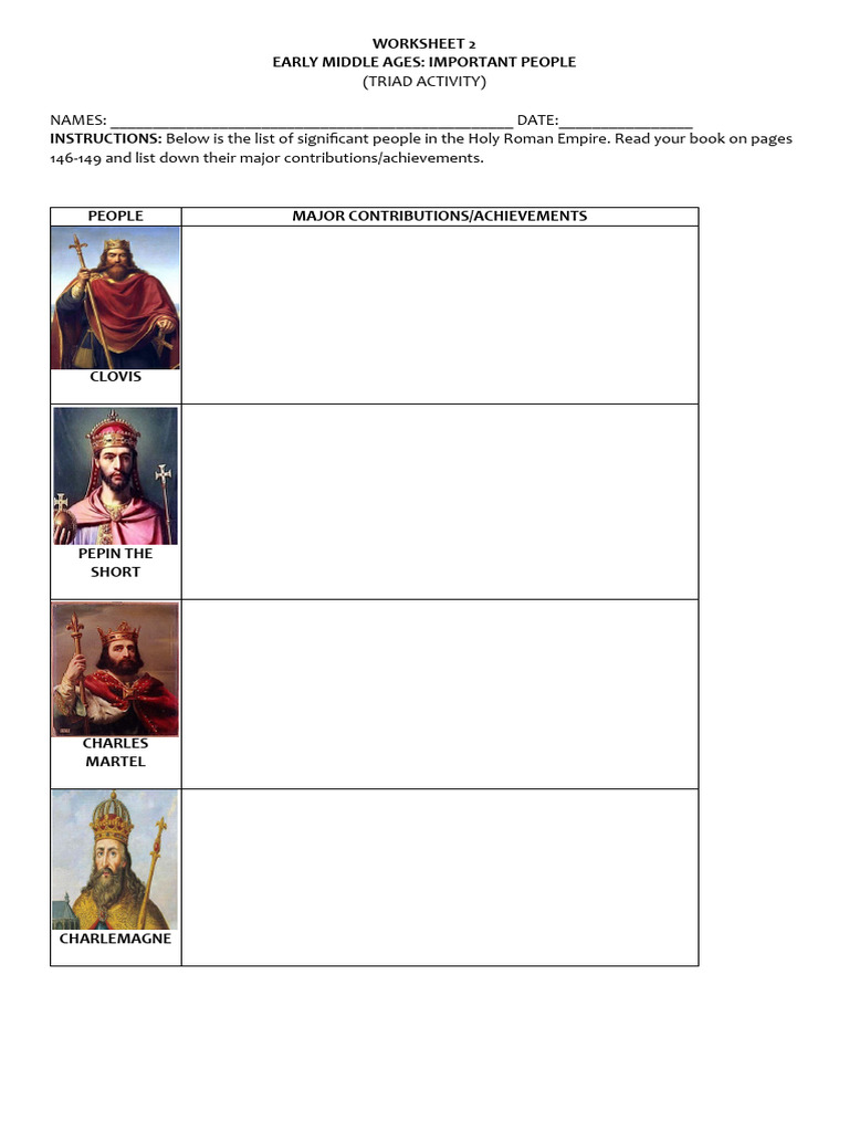 WORKSHEET-2-3 - Early Middle Ages | PDF