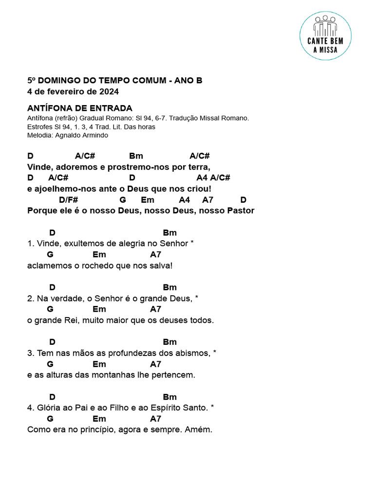 5 Dom Tempo Comum ANO B PDF Liturgia Adora o E Liturgia Crist 