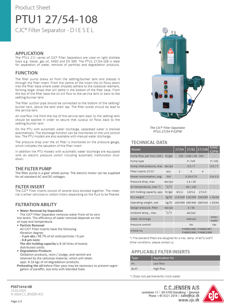 CJC Filtro de Gasoil | PDF | Filtration | Pump
