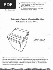 TCL TWA65-F106TLW Owner's Manual (6.5 KG Non-Inverter Automatic Washing Machine)