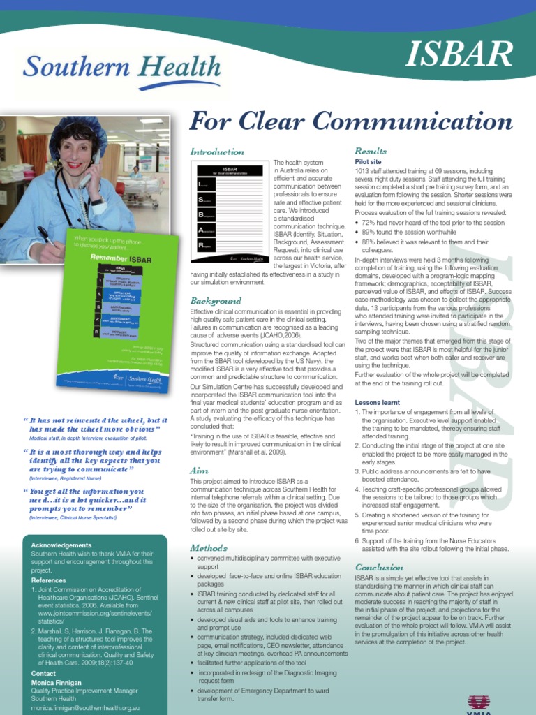 Isbar Clear Communication Pdf Joint Commission Nursing