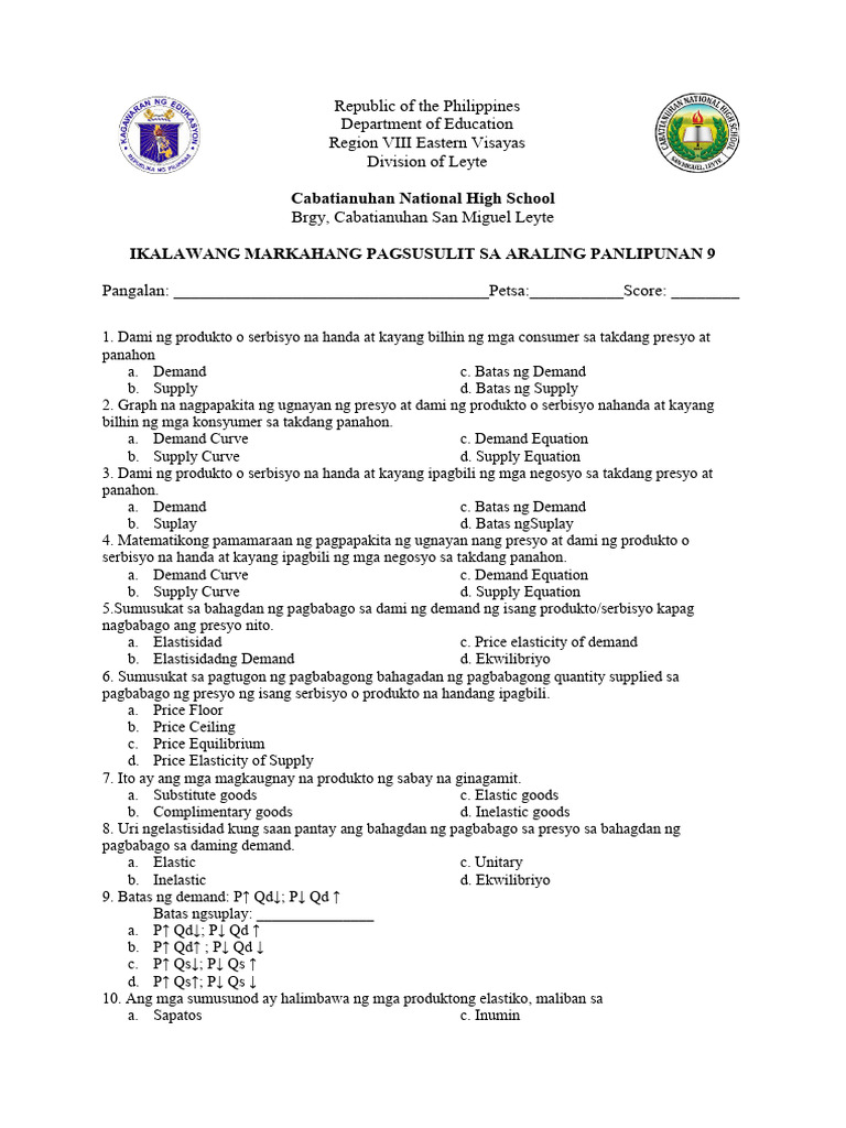 2nd Quarter Summative AP 9 | PDF