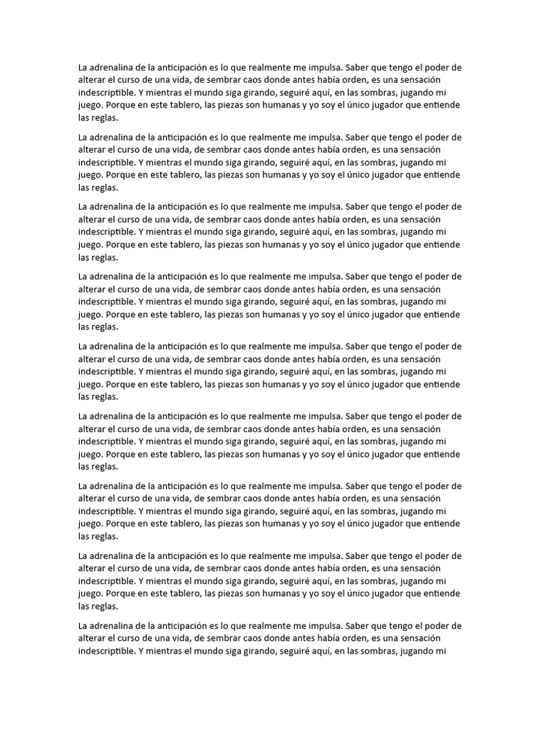 La Adrenalina de La Anticipación Es Lo Que Realmente Me Impulsa | PDF