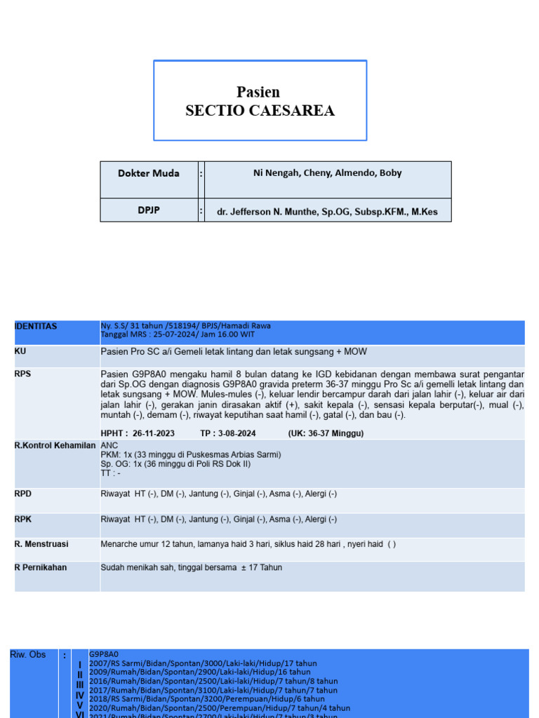 Laporan Kasus Sectio Caesarea | PDF