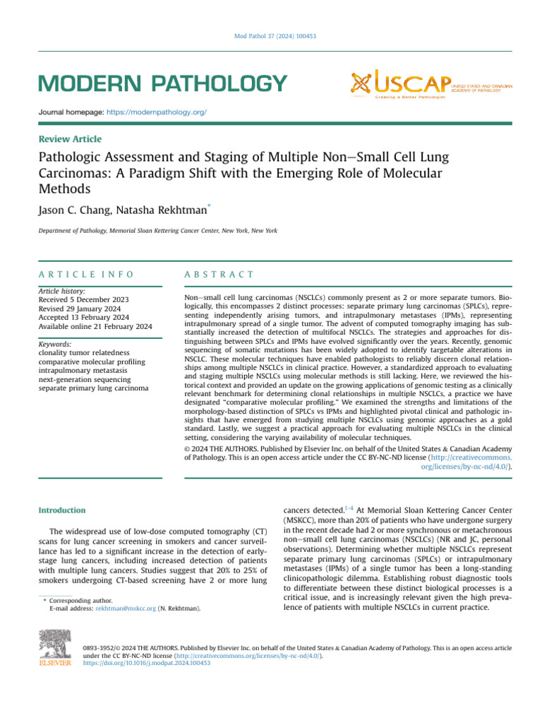 Molecular Methods in Lung Cancer Staging | PDF | Carcinoma | Lung Cancer