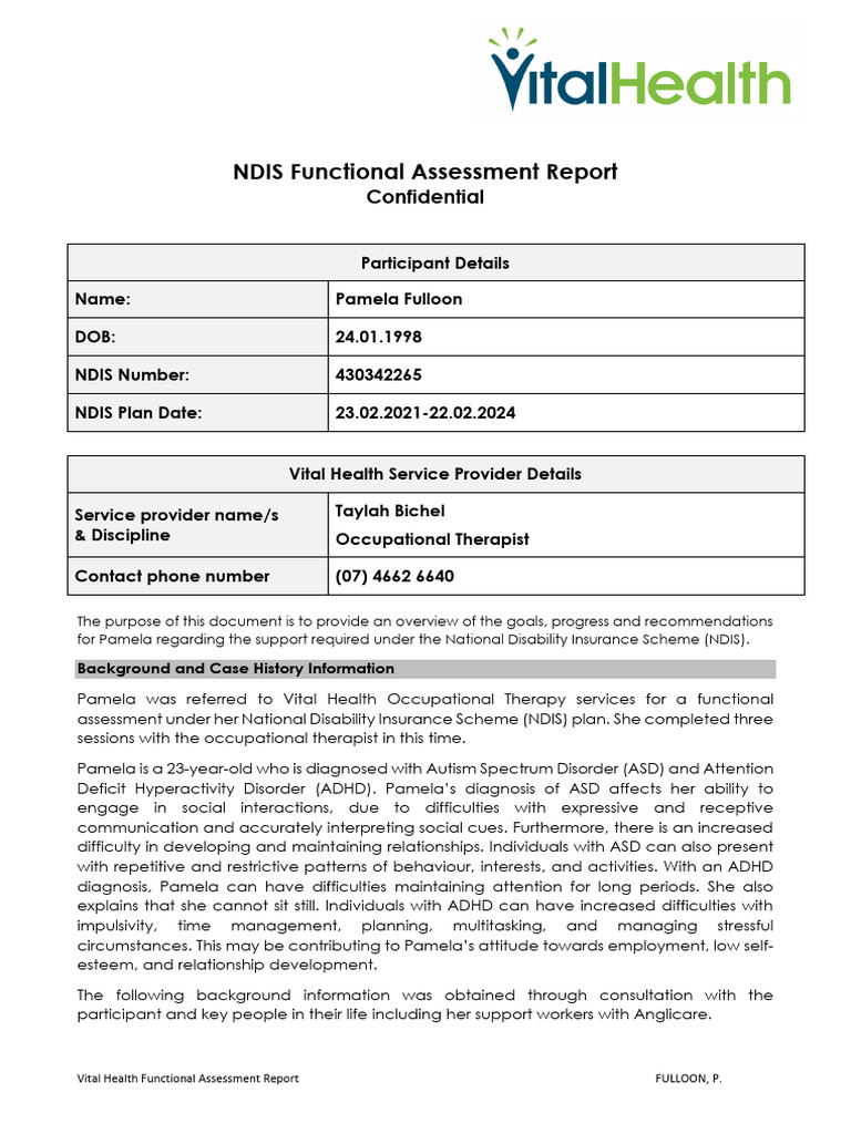 Fulloon P. Completed Functional Capacity Assessment Report | PDF ...