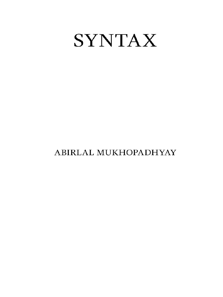 Syntax: A Foundation Book On English Grammar | PDF
