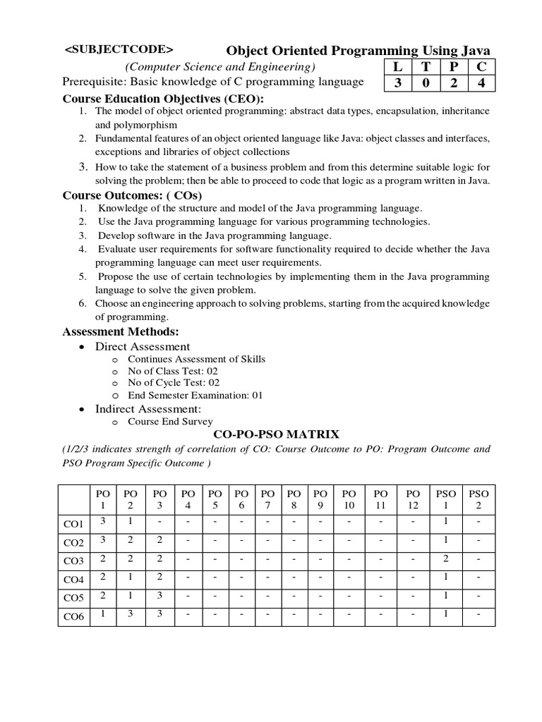Java Object Oriented Programming Course | PDF | Class (Computer ...