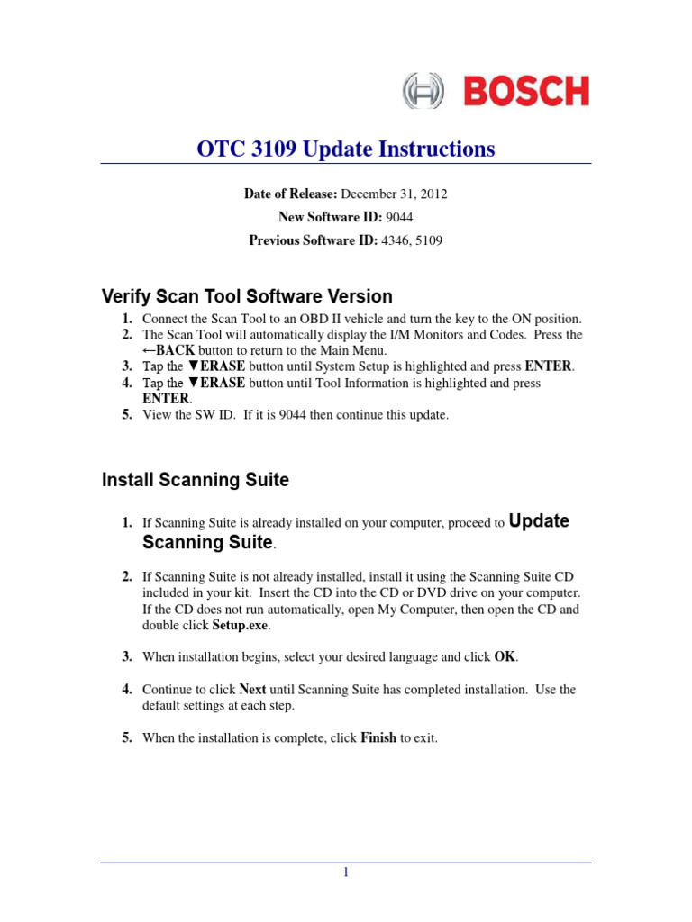 OTC Scanner Update Instructions | PDF | Installation (Computer Programs ...