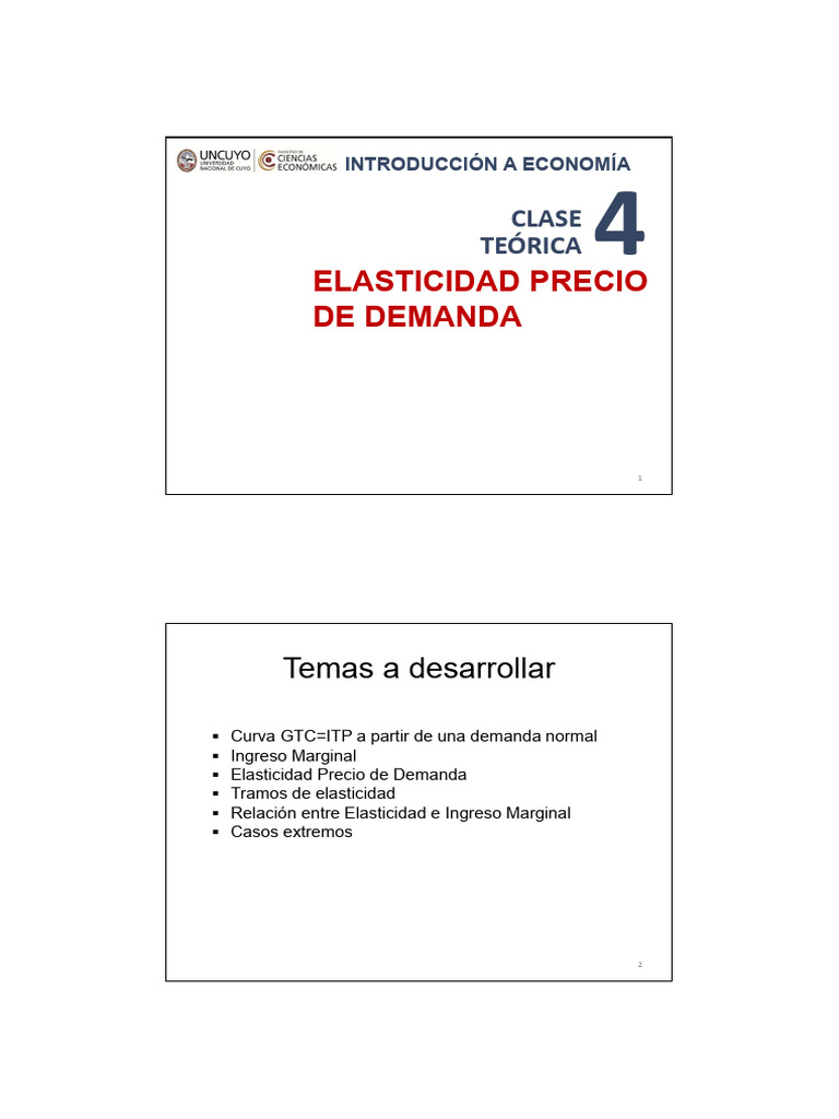 Clase Teórica 04 - Elasticidad Precio de Demanda | PDF | Elasticidad ...