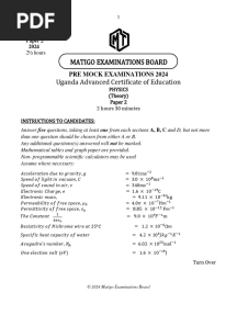 Matigo Pre Mock Physics Pp2 2024