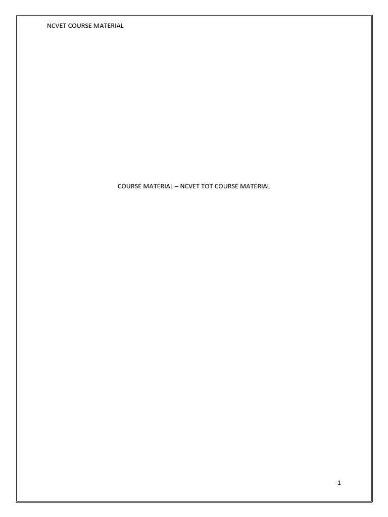 Course Material Ncvet Tot | PDF | Motivational | Motivation