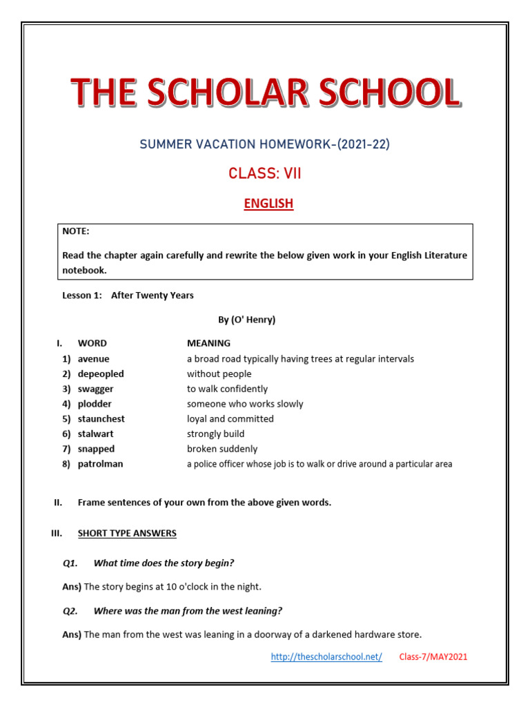 Class 7 English Homework Guide | PDF | Software | Central Processing Unit