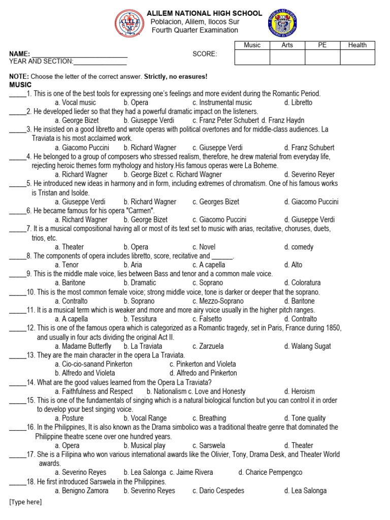 Fourth Grading Exam Copy 1 | PDF | Sophocles
