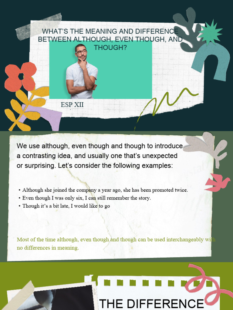 Although, Eventhough, Though | PDF | Sentence (Linguistics) | Adverb