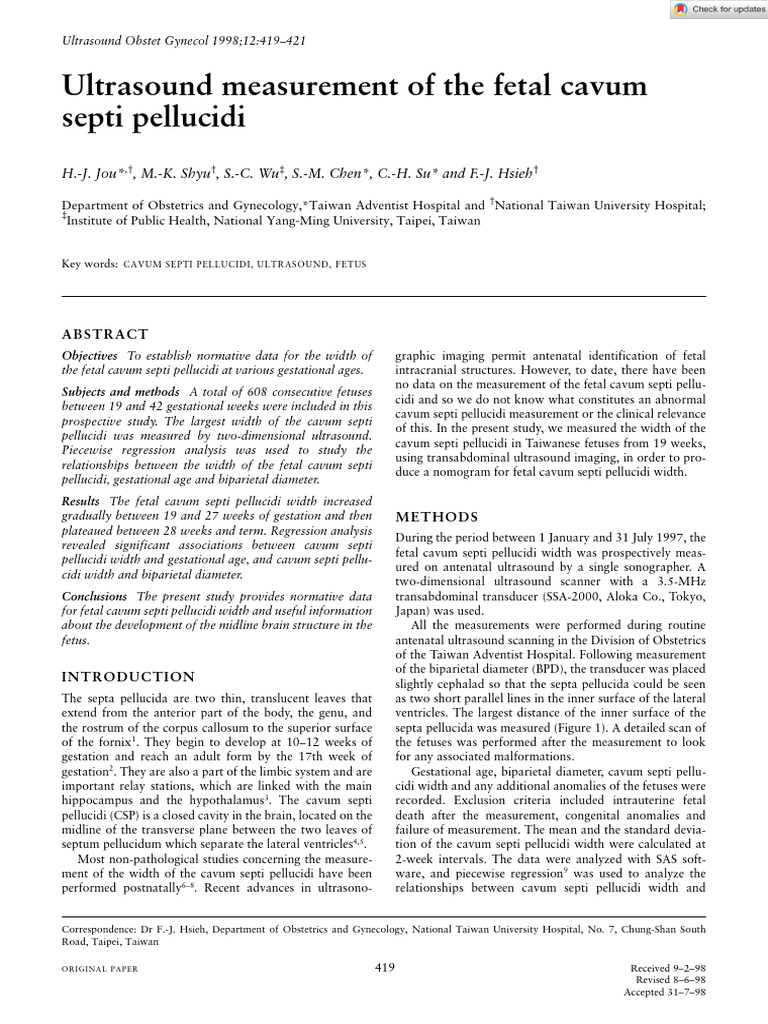 Ultrasound In Obstet Gyne 2002 Jou Ultrasound Measurement Of The
