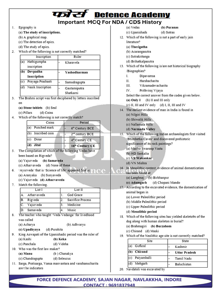 NDA History MCQs for Exam Preparation | PDF | Ashoka