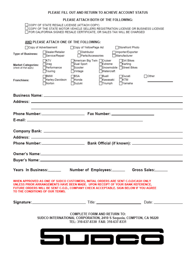 Sudco Dealer Applications | PDF | Credit Card | Motorcycle