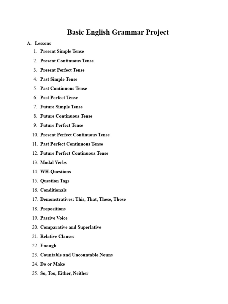 Basic English Grammar Curriculum | PDF | Career & Growth | Language ...