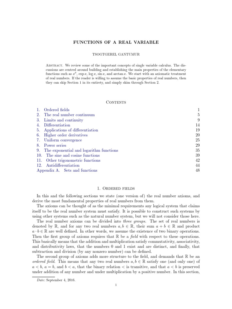 Singlevariable | PDF | Field (Mathematics) | Sequence