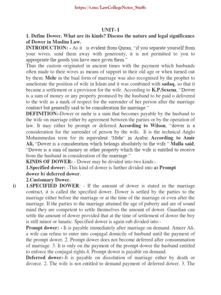 Understanding Dower in Muslim Law | PDF | Marriage | Sharia