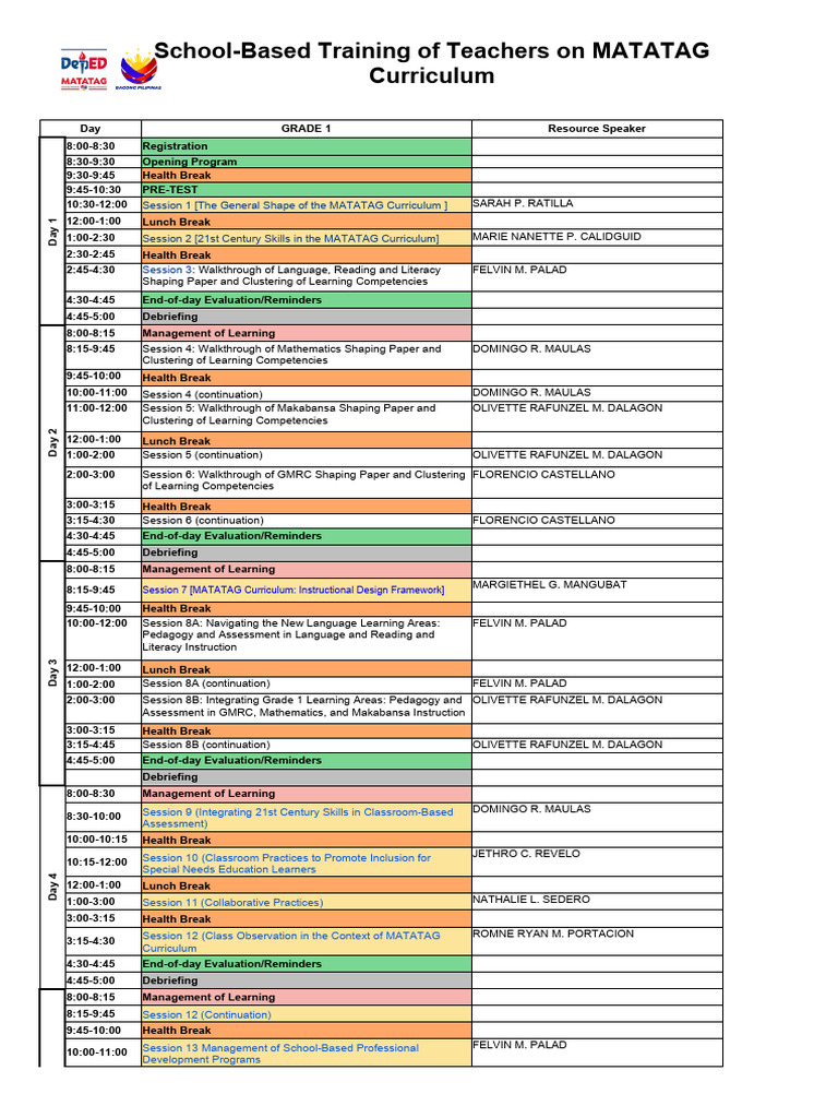 MATATAG Curriculum Training Overview | PDF | Curriculum | Pedagogy