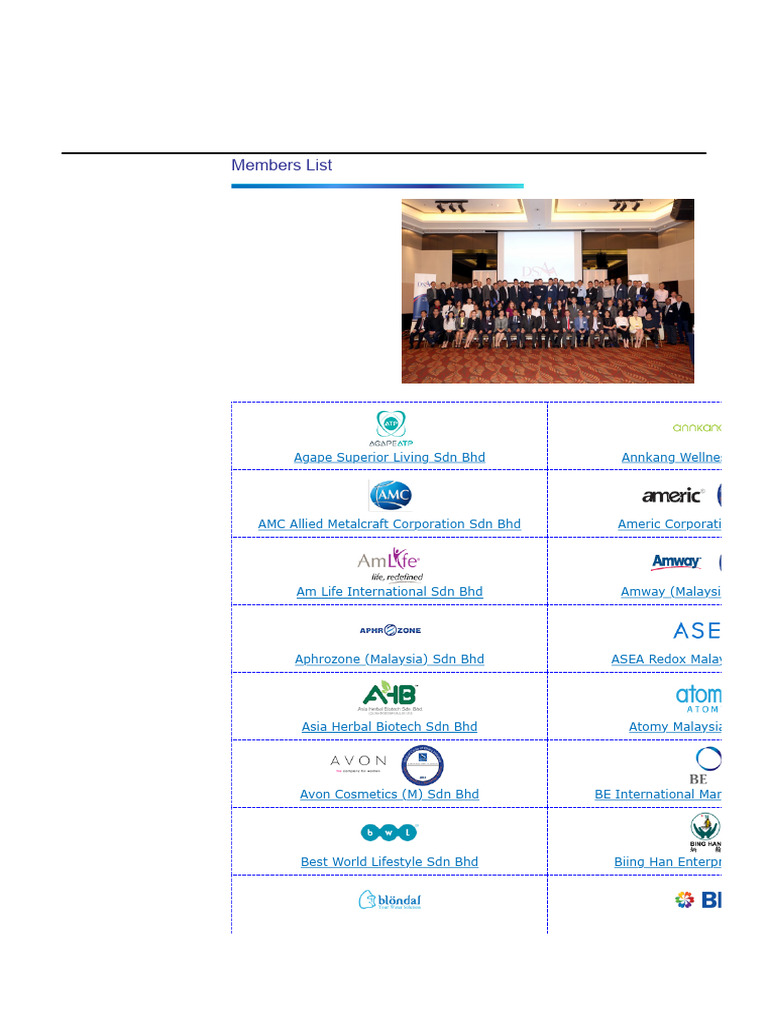 Members List Direct Selling Association of Malaysia (DSAM) | PDF ...